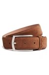 Zegna Triple Stitch Suede Belt In Brown