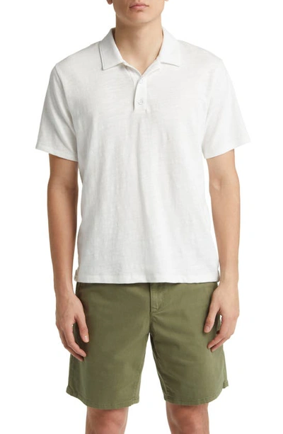Rag & Bone Classic Flame Slub Cotton Polo Shirt In White