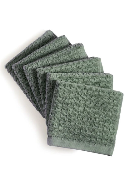 Dkny 6-pack Cotton Washcloths In Moss