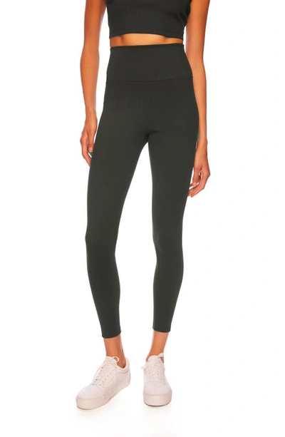 Susana Monaco Rib High Waist Leggings In Hunter