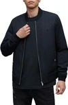 Allsaints Mens Command Blue Bassett Zipped Cotton-blend Bomber Jacket