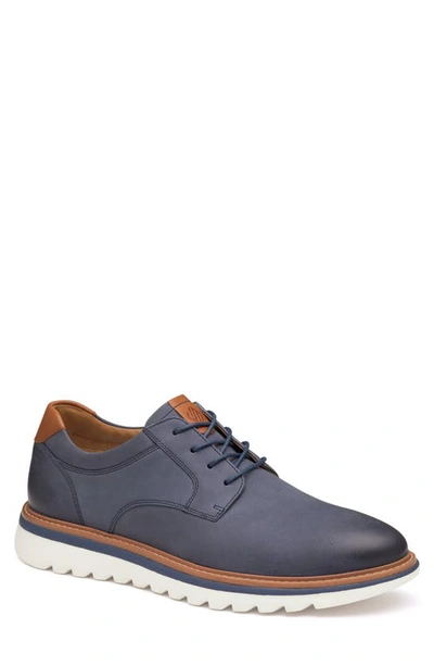 Johnston & Murphy Braydon Plain Toe Derby In Navy Oiled Nubuck