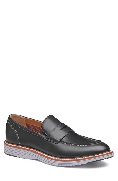 Johnston & Murphy Upton Penny Loafer In Black Full Grain