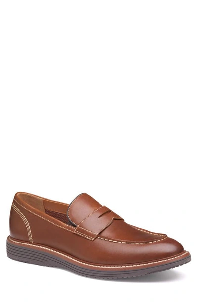 Johnston & Murphy Upton Penny Loafer In Tan Full Grain