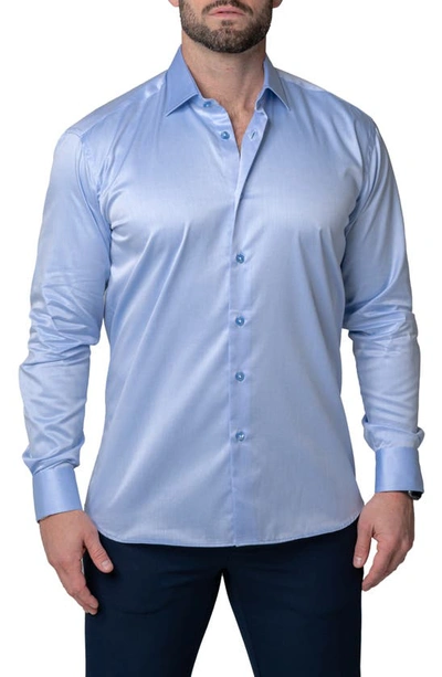 Maceoo Classic Modern Cotton Button-up Shirt In Blue