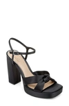 Jewel Badgley Mischka Women's Valencia Square Toe Evening Platform Sandals In Black Satin