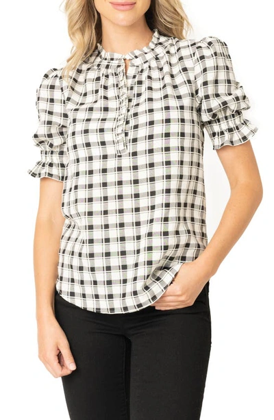 Gibsonlook Dianthus Ruffle Top In Parisian Plaid