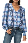 Gibsonlook Plaid Ruffle Shirt In Blue Plaid