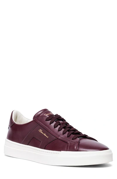 Santoni Double Buckle Inspired Sneaker In Burgundy