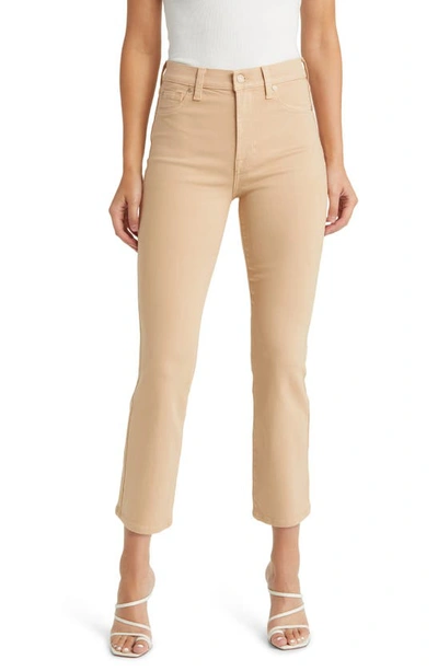 7 For All Mankind High Rise Cropped Slim Kick Flare Jeans In Caramel Coated In Rosa