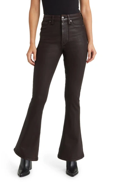 7 For All Mankind Tailorless Ultra High Waist Skinny Bootcut Jeans In Chocolate Coated