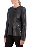 Cole Haan Signature Collarless Leather Jacket In Black