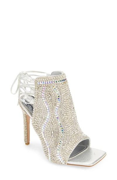 Azalea Wang Delanie Open Toe Bootie In Silver