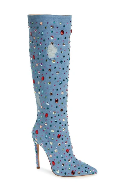 Azalea Wang Chili Pointed Toe Boot In Blue | ModeSens