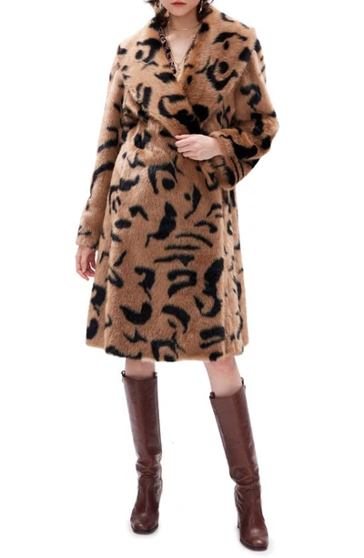 Diane Von Furstenberg Merida Faux Fur Coat In Neturals