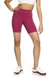 Nike Women's Universa Medium-support High-waisted 8" Biker Shorts With Pockets In Red