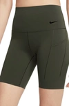 Nike Women's Universa Medium-support High-waisted 8" Biker Shorts With Pockets In Green