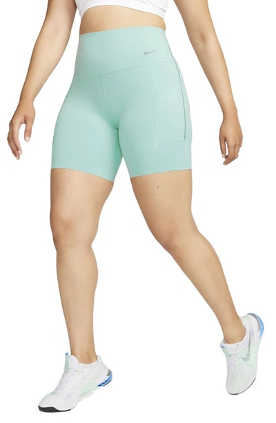 Nike Women's Universa Medium-support High-waisted 8" Biker Shorts With Pockets In Green