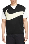 Nike Swoosh Graphic Sweater Vest In Black/ Coconut Milk