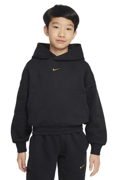 Nike Culture Of Basketball Big Kids' Oversized Pullover Basketball Hoodie In Black/bronzine