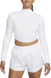 Nike Women's Dri-fit One Luxe Long-sleeve Cropped Top In White