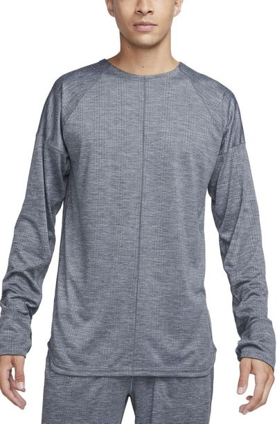 Nike Dri-fit Long Sleeve Yoga Top In Grey