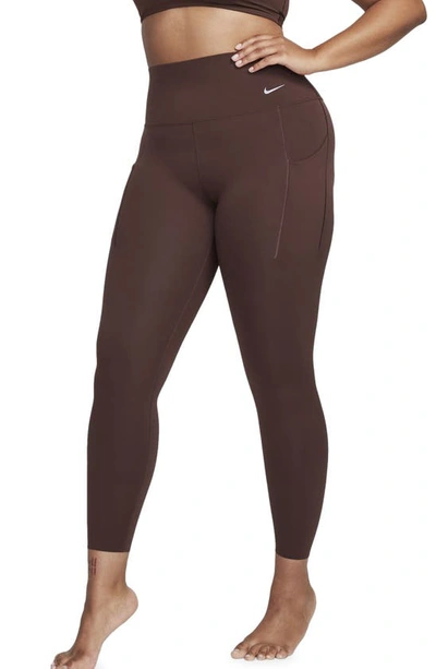 Nike Women's Universa Medium-support High-waisted 7/8 Leggings With Pockets In Brown