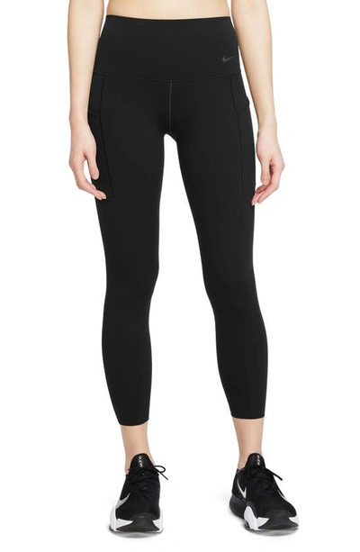 Nike Women's Universa Medium-support High-waisted 7/8 Leggings With Pockets In Black