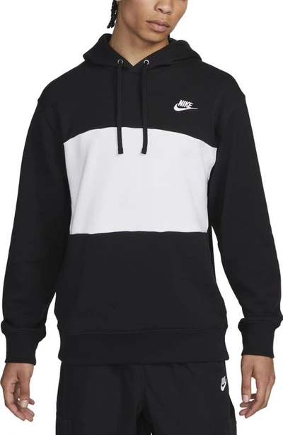 Nike Men's Club Fleece French Terry Color-blocked Hoodie In Black