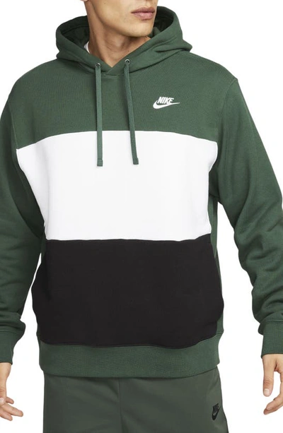 Nike Men's Club Fleece French Terry Color-blocked Hoodie In Green
