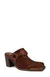 Zigi Alieh Rhinestone Mule In Cognac Suede