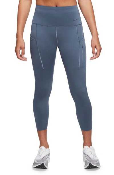 Nike Women's Go Firm-support High-waisted Cropped Leggings With Pockets In Blue