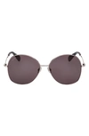 Max Mara 60mm Gradient Round Sunglasses In Shiny Gunmetal/ Black/ Smoke