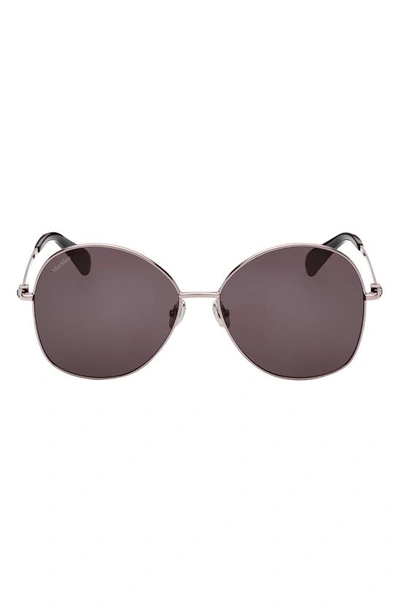 Max Mara 60mm Gradient Round Sunglasses In Shiny Gunmetal/ Black/ Smoke