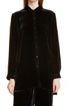 Eileen Fisher Classic Collar Velvet Shirt In Black