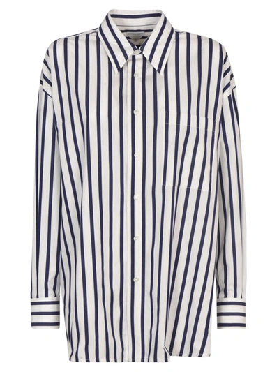 Bottega Veneta Oversized Striped Cotton-poplin Shirt In Blue