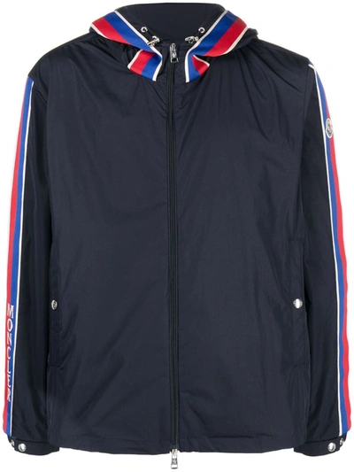 Moncler Hooded Zipped Jacket In Blue