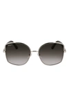 Ferragamo Gancini 57mm Gradient Oval Sunglasses In Gold/ Khaki Gradient