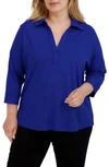 Foxcroft Sophia Johnny Collar Jersey Shirt In Royal Blue