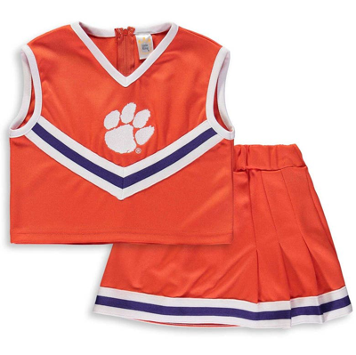 Little King Kids' Girls Youth Orange Clemson Tigers Two-piece Cheer Set