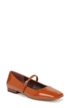 Franco Sarto Tinsley Square Toe Mary Jane Flat In Orange Faux Patent