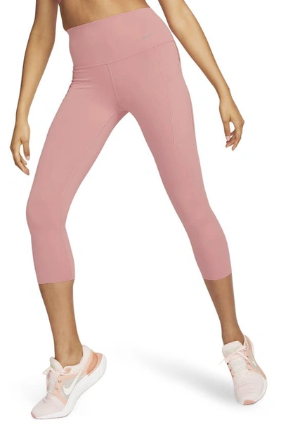 Nike Women's Universa Medium-support High-waisted Cropped Leggings With Pockets In Pink