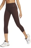 Nike Women's Universa Medium-support High-waisted Cropped Leggings With Pockets In Brown