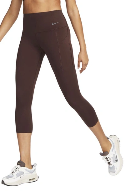 Nike Women's Universa Medium-support High-waisted Cropped Leggings With Pockets In Brown