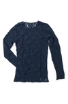 Hanky Panky Signature Lace Long Sleeve Top In Navy