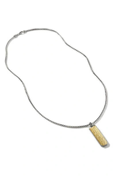 John Hardy Hammered 18k Gold Pendant Necklace In Silver