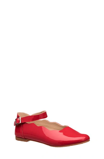 Elephantito Kids' Ordina Metallic Ballet Flat In Patent Red