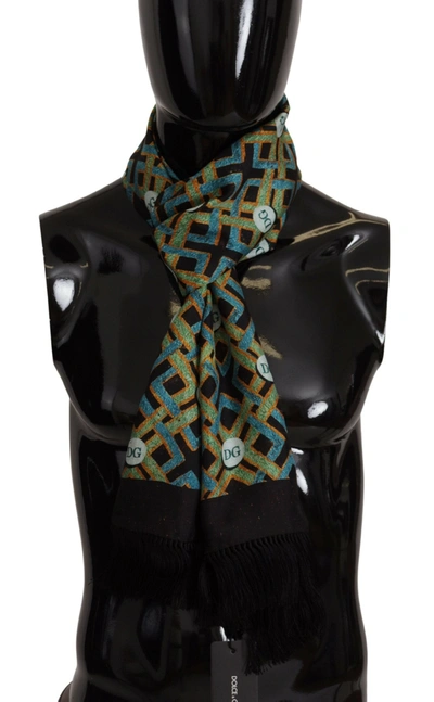 Dolce & Gabbana Multicolor Dg Logo Shawl Warm Neck Wrap Fringe Scarf
