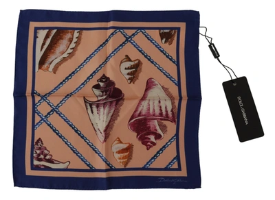 Dolce & Gabbana Silk Seashells Printed Square Handkerchief Scarf In Multicolor