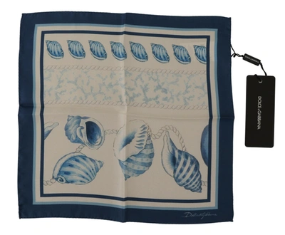 DOLCE & GABBANA DOLCE & GABBANA ELEGANT BLUE SILK MEN'S SQUARE MEN'S SCARF